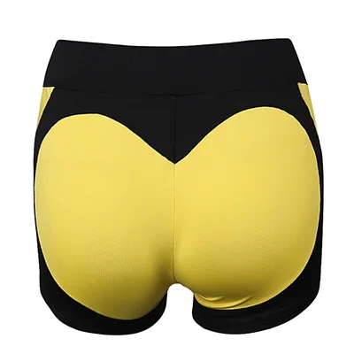 Новые летние пляжные Лоскутные шорты с сердечками для женщин, обтягивающие шорты с пуш-ап для фитнеса, повседневные спортивные шорты для бега для женщин - Цвет: Yellow