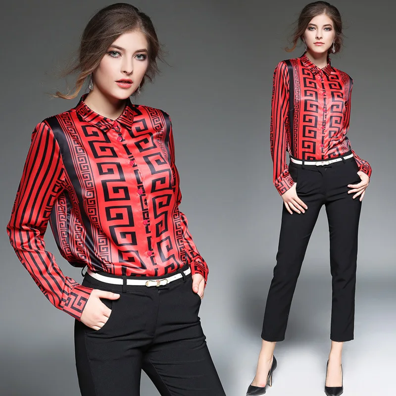 Top Women 2017 New Shirt Casual Fashion Europe Loose Tops Cute Blouses Slim High Quality Red Comfortable Spring Popular Elegant