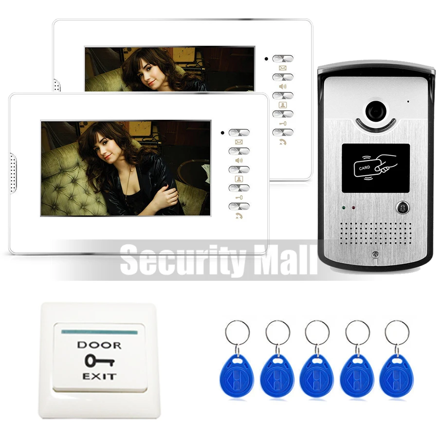 Chuangksafe NEW 7 Video Intercom Home font b Door b font Phone System 2 White Monitors