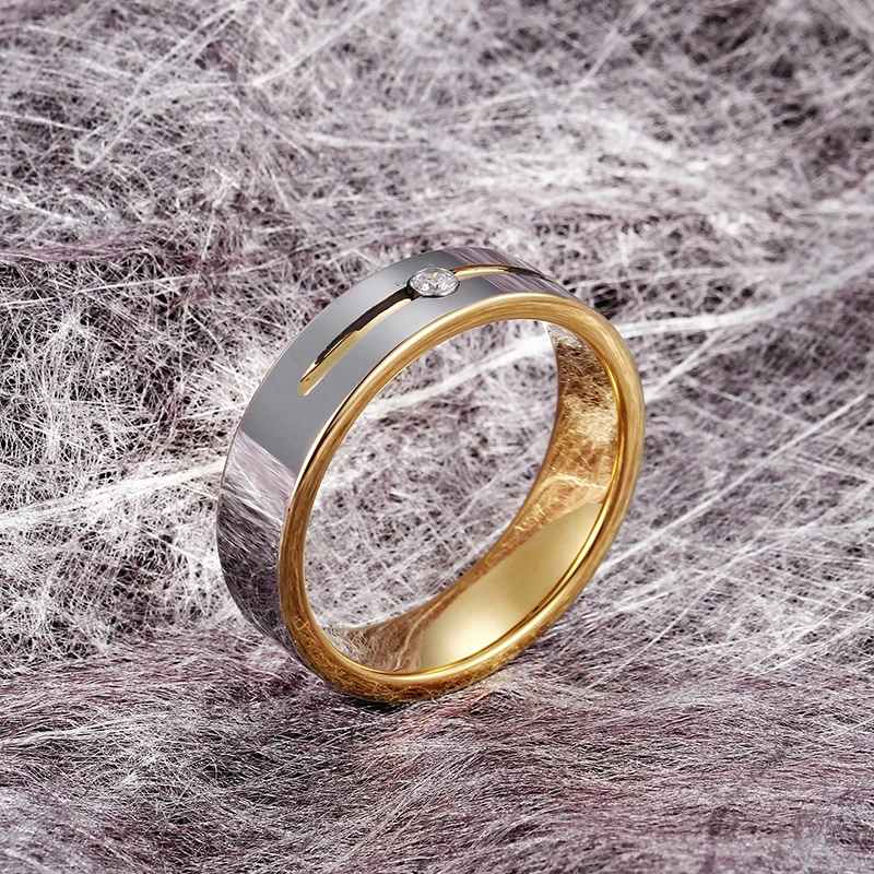 Качество! Золотая Корона-Цвет обручальное кольцо для женщин и мужчин 6 мм Аутентичные карбидо-Вольфрамовая лента кубический цирконий; для помолвки кольцо Альянса