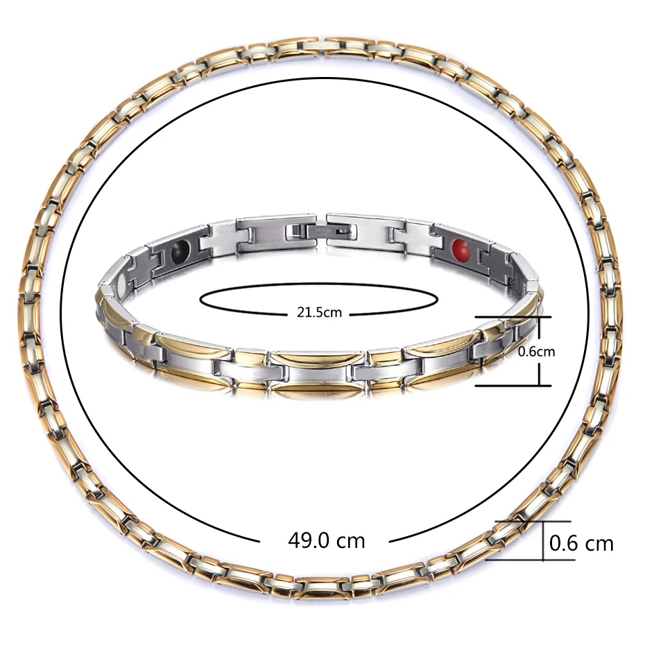 Rainso Ювелирные наборы, здоровое магнитное ожерелье, браслет, наборы для женщин, Био энергия, модная магнитотерапия, голограмма, ювелирные изделия