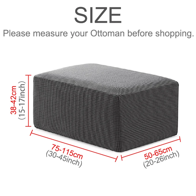 Plush fabric Square ottoman cover Stool Cover Dust-proof Home Textile footrest Cover footstool Thick Cover 115x65x42cm