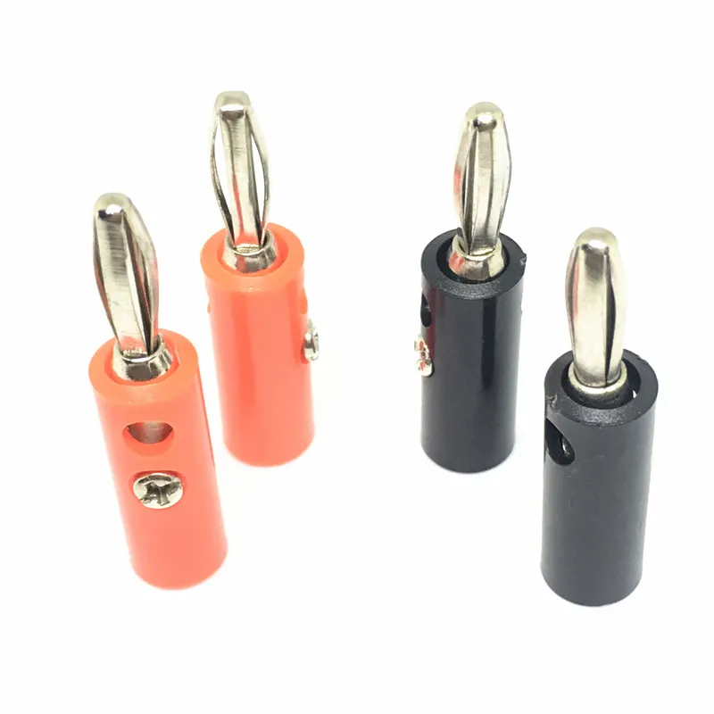 10Pcs 4mm Male Banana Plug Jack Screw-type Black & Red Wire Audio Speaker Cable Connector 3