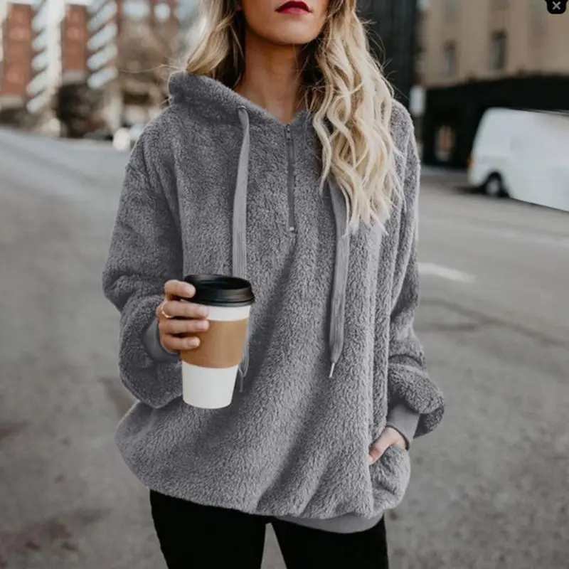Women Autumn Winter Solid Color Pullovers Thick Warm Soft