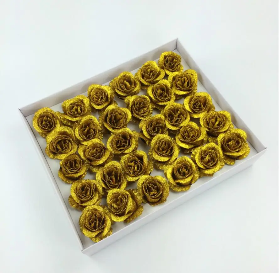 

30pcs 7cm Artificial Glitter Powder PE Flower Rose Soap For Wedding Party Birthday Souvenirs Gifts Favor Home Decoration