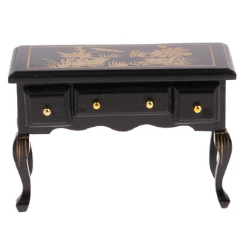 

1:12 Retro Table Desk With Drawers Furniture Dollhouse Room Decoration