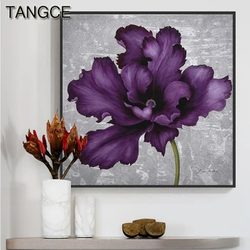 

Abstract Big Purple Flower Canvas Painting Elegant Print And Poster For Living Room Girls Bedroom Modern Wall Art Cuadro Decor