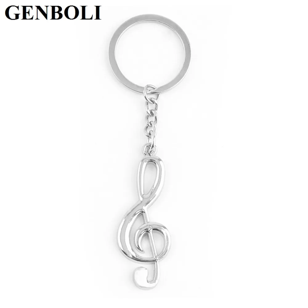 

GENBOLI Silver Plated Fashion Unisex Metal Treble Clef Musical Icon Symbol Key Ring Key Chain Gift Fashion Accessories