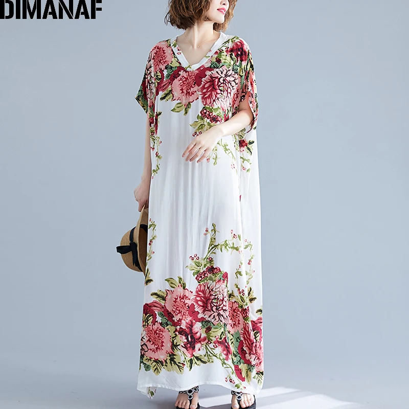 DIMANAF женское платье большого размера Сезон лето Vestidos пляжные с цветочным принтом