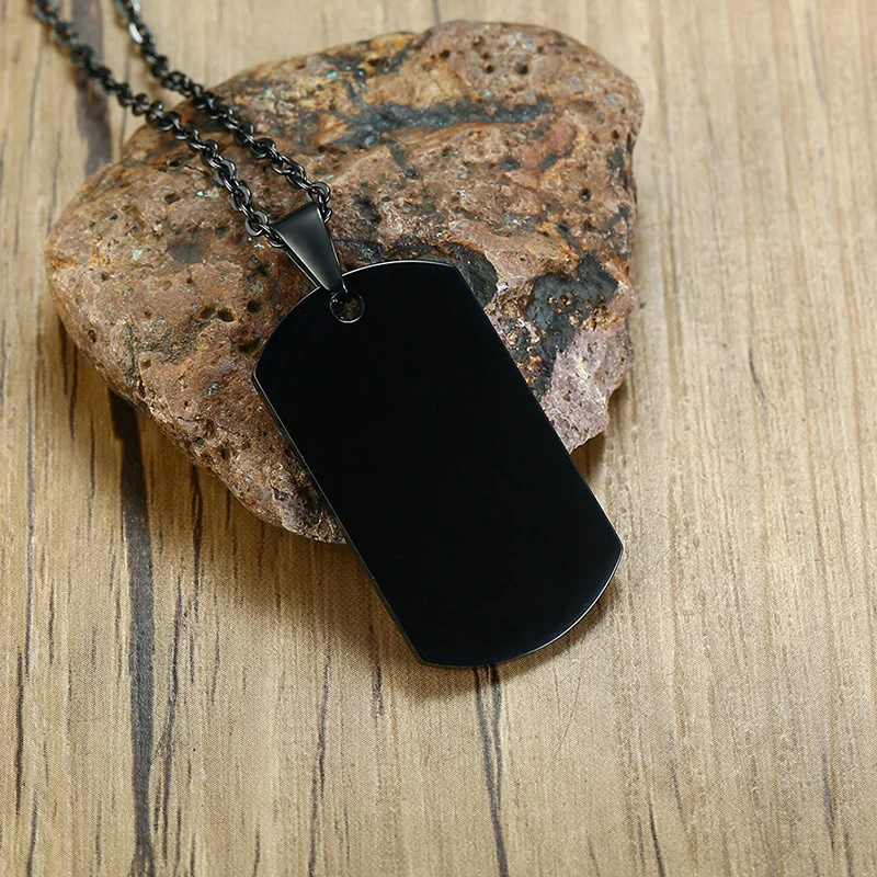 Пользовательский отпечаток Dogtag кулон из нержавеющей стали мужчины ожерелье в серебряном черном золотом персонализированные имя фото семья праздник подарки