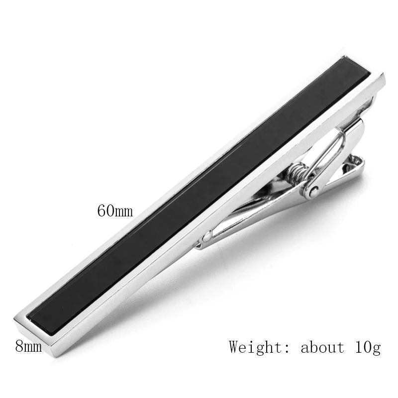 CHUKUI Drop Shipping Luxury Silver Color Black Crystal Stone Tie Clip Copper Tie Bar Men's Tie Pin For Father's Day Gift (2)