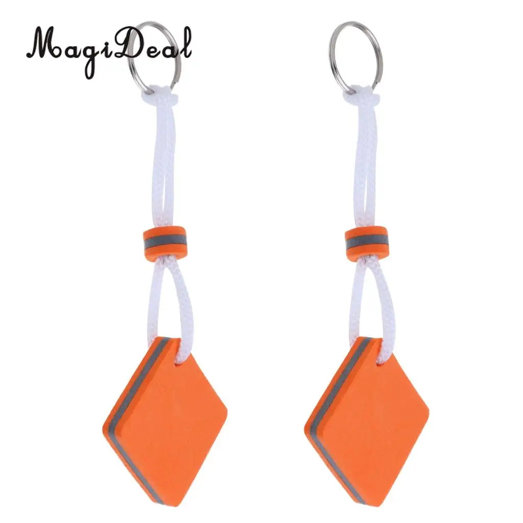 MagiDeal 10 Pieces Yachting Boating Floating Key Chain Key Ring- Square Shaped Orange