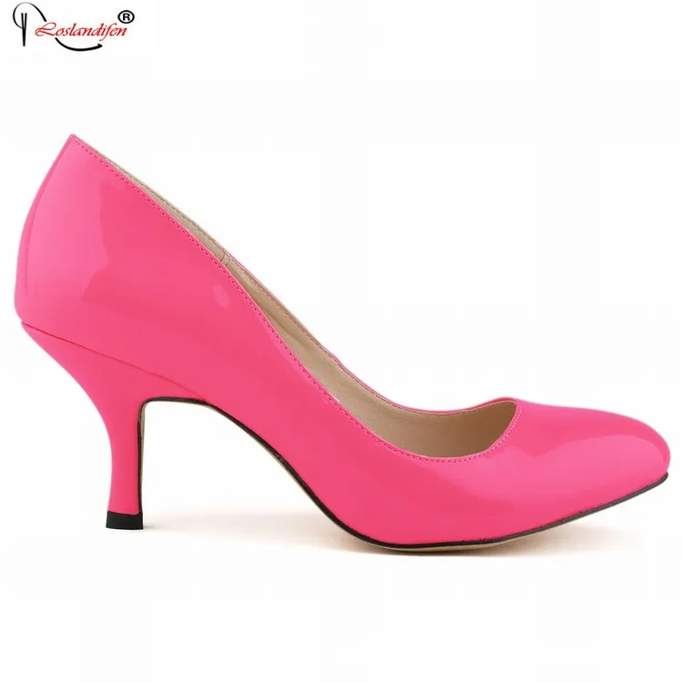 

2017 Brand New Design 12 Colors Sexy Candy Color Shallow Mouth Pointed Toe Mid High Heels Women Pumps Shoes SMYNLK-D0117