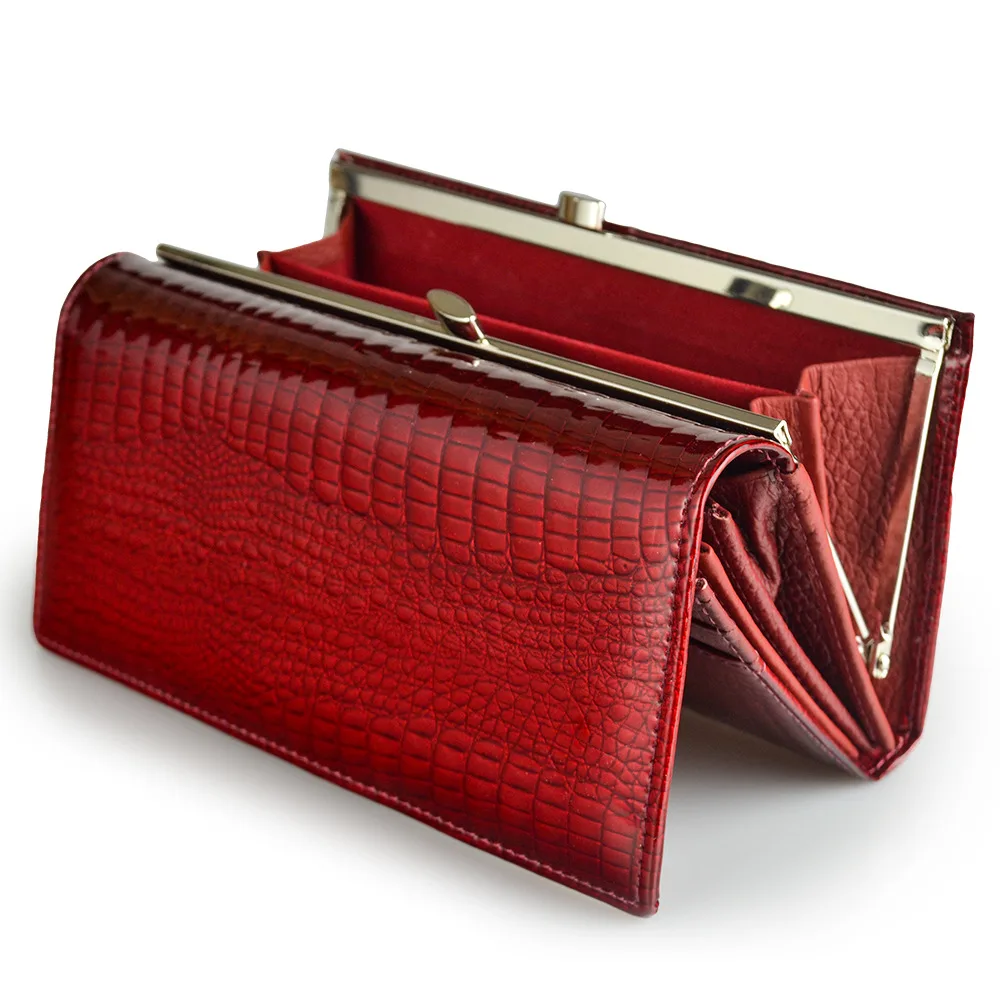 Дизайн из натуральной кожи Для женщин кошельки длинные дамы кошелек сумочка-клатч высокое качество красный монета держатель для карт