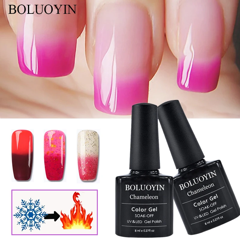 

29 Colors Thermal Gel Lacquer Nails Art Temperature Change Color UV Nail Gel Polish Soak Off UV Chameleon Gel Varnish Primer