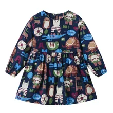 ARLONEET платье для маленьких девочек; повседневная детская одежда с длинными рукавами; платье принцессы на молнии с цветочным принтом и маленьким слоном для девочек