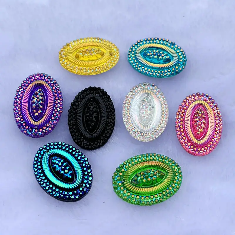 

20pcs 18*25mm AB Color Oval Resin Rhinestones Crystal flatback Beads crafts DIY Jewelry Accessorie -HE45