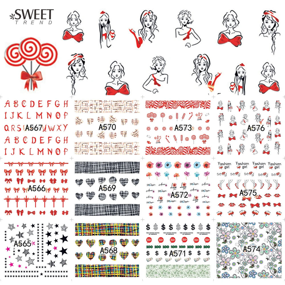 48 листов уникальный узор искусство для ногтей переводные наклейки сексуальный