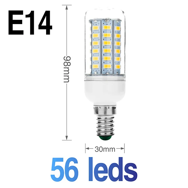 Светодиодный лампы E27 E14 30 36 56 72 89 светодиодный s светодиодный кукурузный светильник 220V SMD5730 лампада энергосберегающий Светодиодный точечный светильник для Гостиная люстра - Испускаемый цвет: E14 56leds