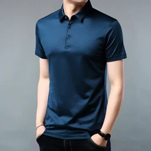 Летние новые мужские рубашки поло бренды повседневные трикотажные Дизайнерские мужские рубашки поло Высокое качество шелковые мужские рубашки поло стиль рубашки M-3XL