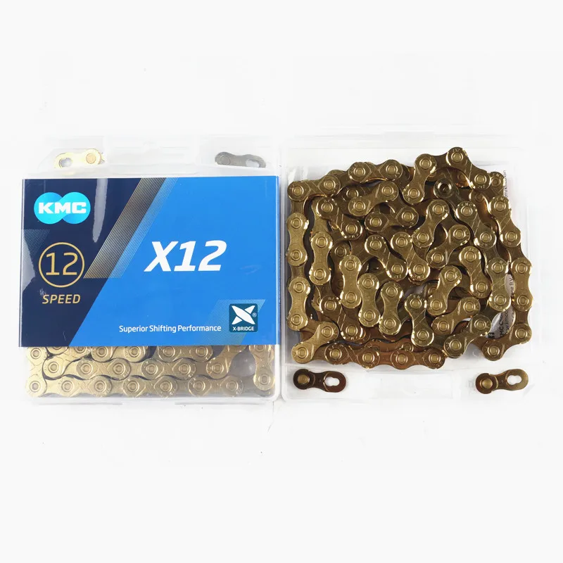 Perfect KMC X12 12 speed 126L MTB Mountain Bike Bicycle Chain 12s Gold Chain with Magic Button for Bicycle Parts With Original box 2