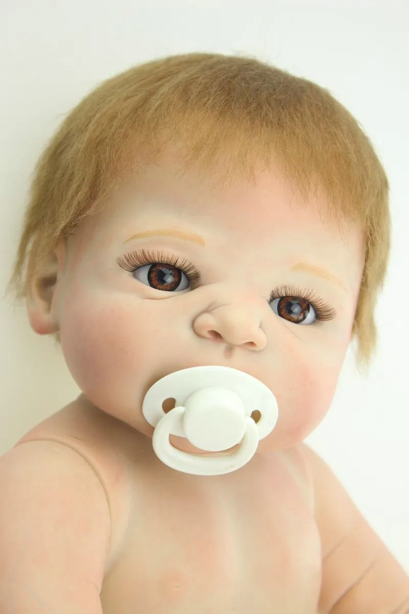 

Waterproof Full silicone vinyl 58cm Reborn Boy Baby Doll Handmade Hard Silicone Newborn With Magnet Pacifier for Kids Gift