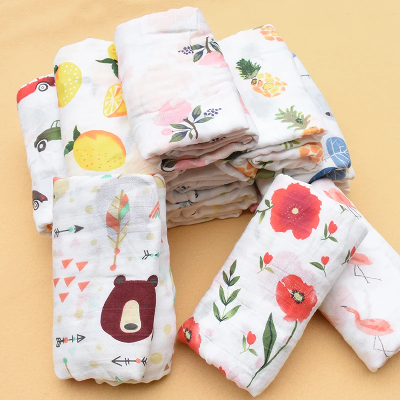 Beli Merah Muda Swan 70% Bambu + 30% Katun Bayi Muslin Swaddle Selimut Lembut Bernapas Bayi Warp Bayi Mandi Handuk Wrap Bayi membedung