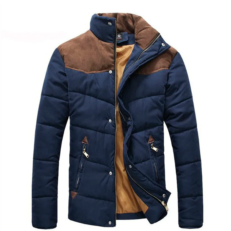 2016 Winter Man’s Jacket Casual Soft Fit Warm Men Jacket Patchwork Fashion Men Coat Zipper Two Colors Size L-XXXL MWM169