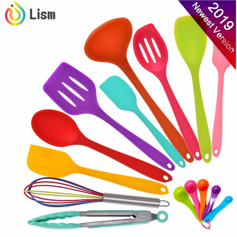 

Silicone Colorful Cute Cooking Utensils Kitchen Utensil Set 11-Piece Multicolor Heat Resistant NonStick Kitchen Set Kitchenware