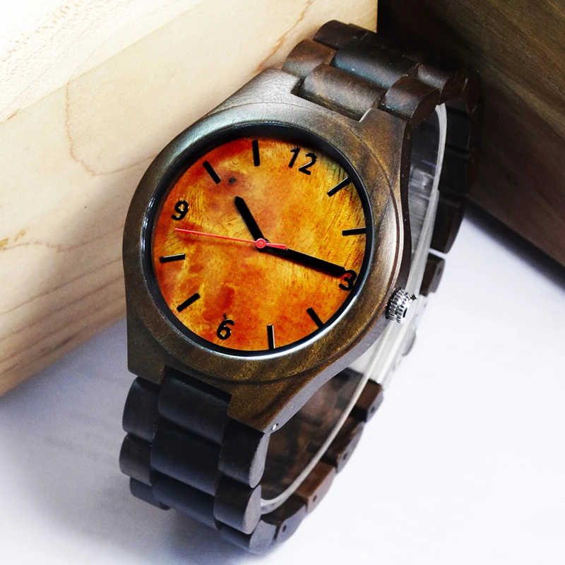 Buy 2018 New Natural Black Wood Watch Men Business