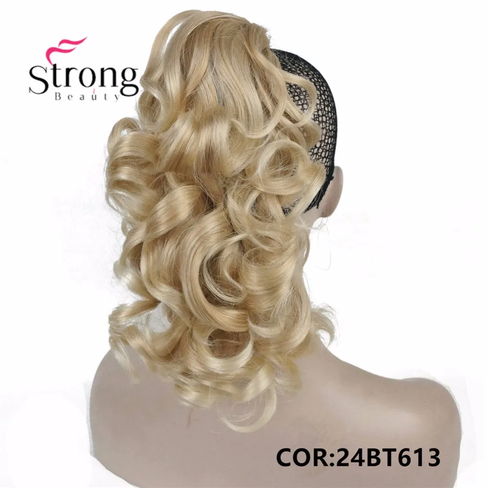 StrongBeauty, 12 дюймов, кудрявые синтетические накладные волосы на заколках в виде когтей, конский хвост, синтетические накладные волосы, 125 г, с зажимом для челюсти/когтей