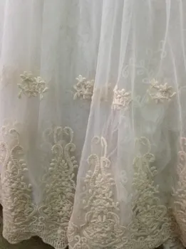 

Ivory Embroidered Gauze Lace Fabric, tulle lace fabric, Antique Bridal Lace Fabric MF122