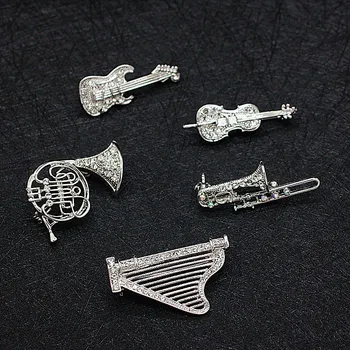 

Musical instruments brooch pin sax Violin harp Trombone gitar musian note concert keepsakes brooch jewelry