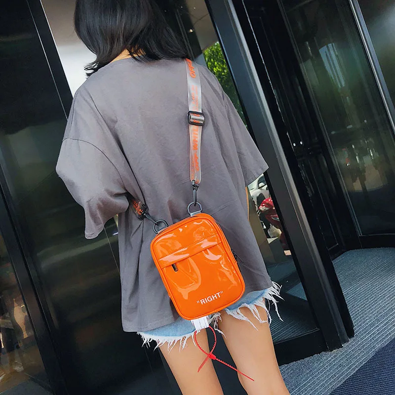 

Summer female small bag New patent leather glossy jelly cross body bag simple shoulder Messenger bag solid color small party bag