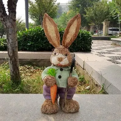 High-45cm, соломенный кролик. Мори моделирование животных декоративный Пасхальный кролик украшения свадебные съемки реквизит, окно - Цвет: men rabbit