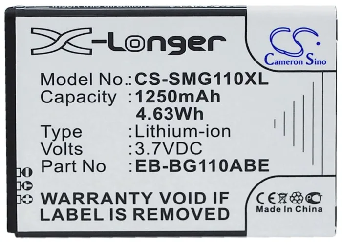Cameron Sino 1250mAh EB BG110ABE батареи для Samsung Galaxy Pocket 2 SM G110 G110B G110B/DS G110H G110M|Аккумуляторы