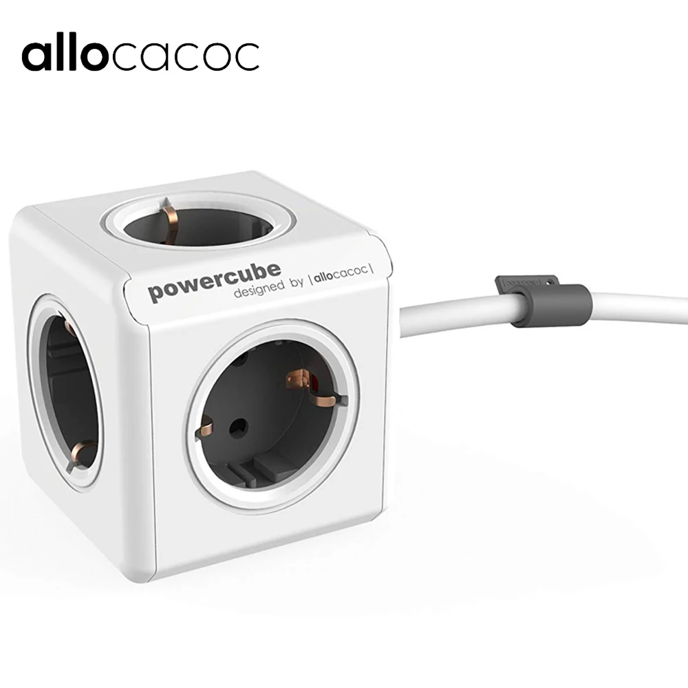 Allocacoc power Cube Расширенная розетка с 4 выходами 2 usb порта адаптер с кабелем 300 см и кабелем 150 см