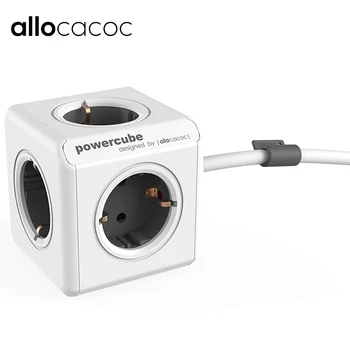 

Allocacoc PowerCube Extended Power Socket DE Plug 4 Outlets 2 USB Ports Adapter with 300cm Cable & 150cm cable