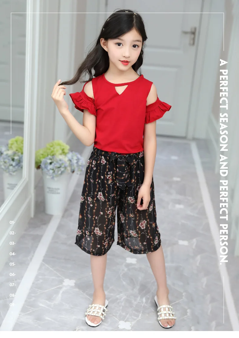 Girls Set Clothes Kids Fashion Outfits Top Pant Two Piece Teens ...