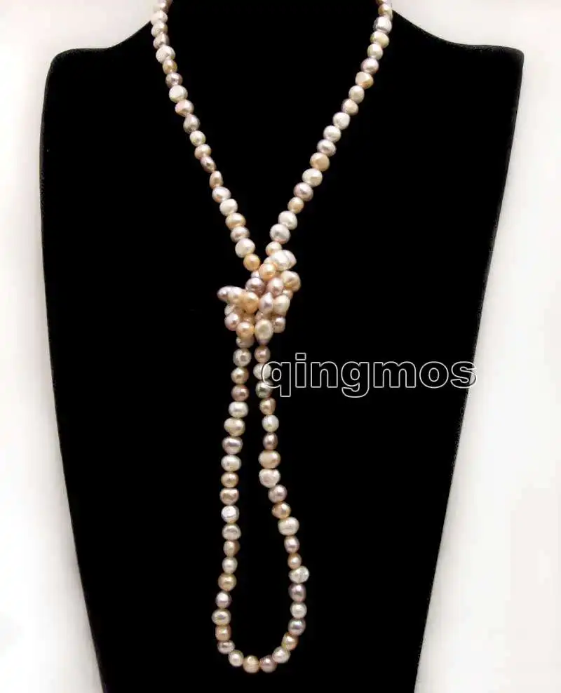 

Fashion Long 40" Multicolor 8-9mm Baroque Natural freshwater pearl necklace-nec6278 wholesale/retail Free ship