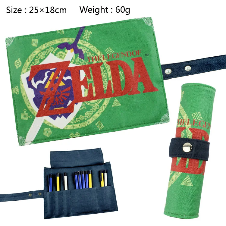 

The Leagend Of Zelda Canvas Roll Up Pencil Bag Anime Pencil Case Kids Boy Gift Stationery School Supplies