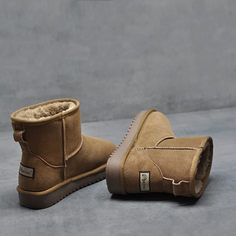 Artmu/Artdiya/Новинка года; кожаные зимние ботинки; плюшевые ботильоны на плоской подошве; удобные теплые зимние женские ботинки; 6854