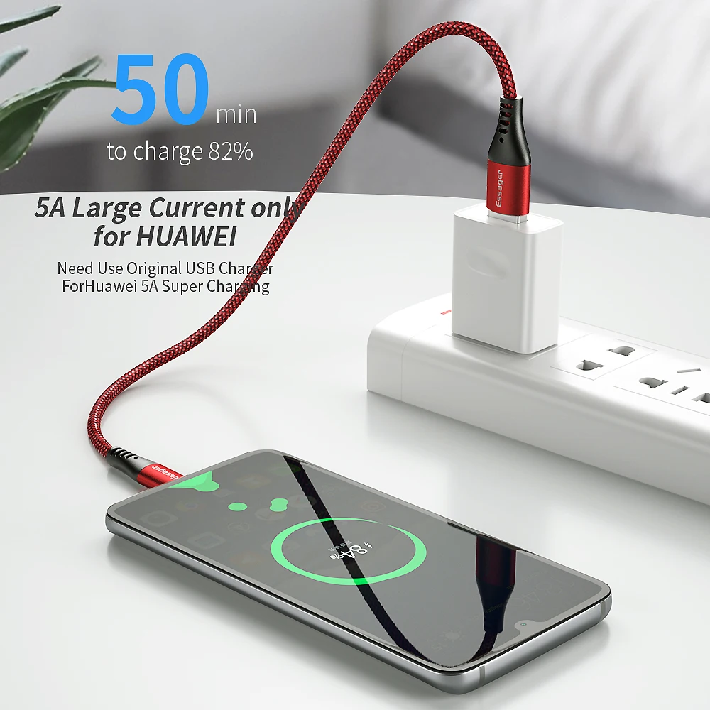 Essager 5A usb type-C кабель SCP Supercharge для huawei Mate20 Pro P20 Quick Charge 4,0 3,0 USB C кабель Android зарядное устройство Шнур для передачи данных