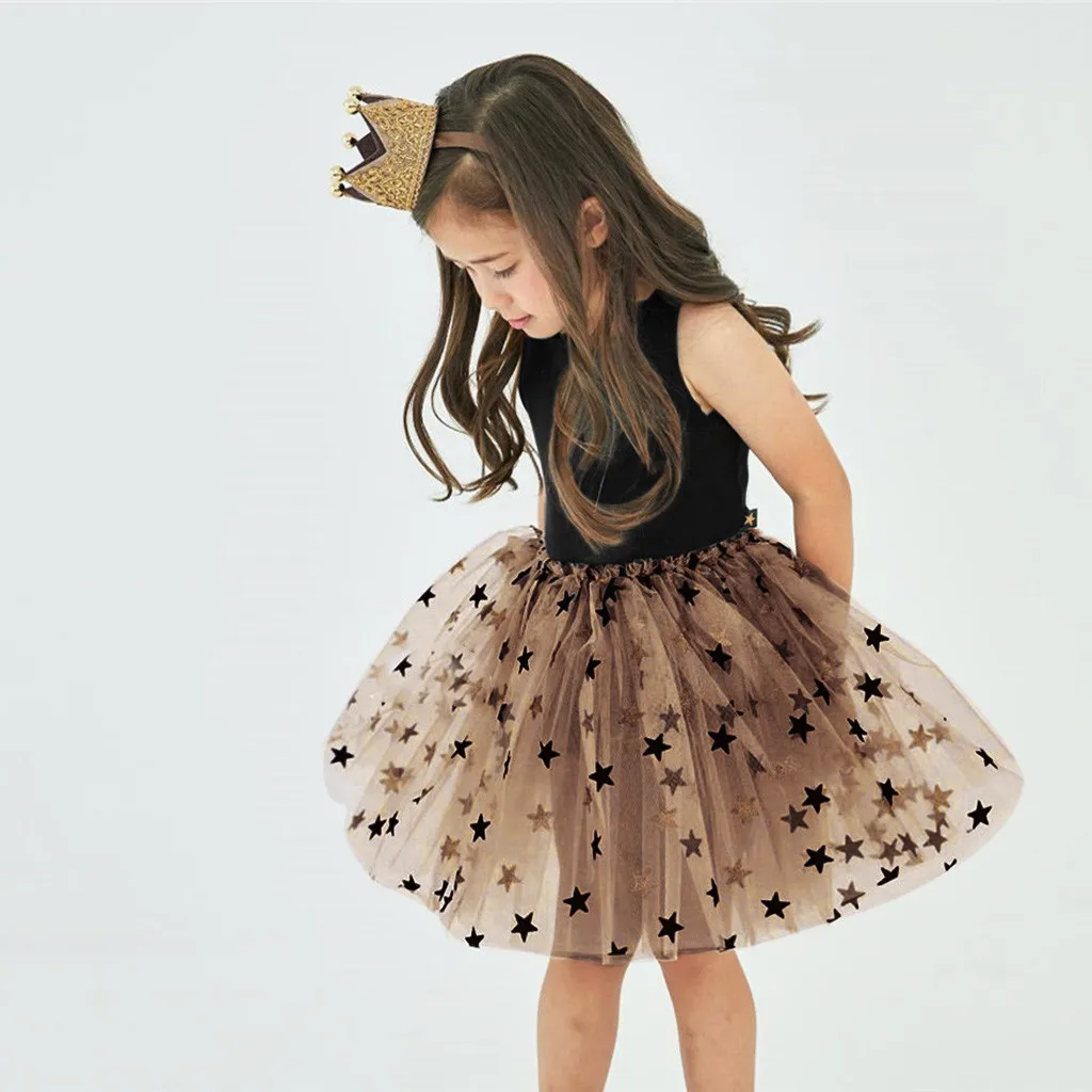 

TELOTUNY Girls Dress Cotton Polyester 2019 Toddler Kids Baby Girls Sleeveless Patchwork Star Tulle Party Princess Dress 19APRI4