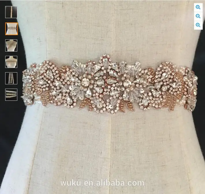 

in blush gold rose gold haute couture encrusted crystal sash belt applique