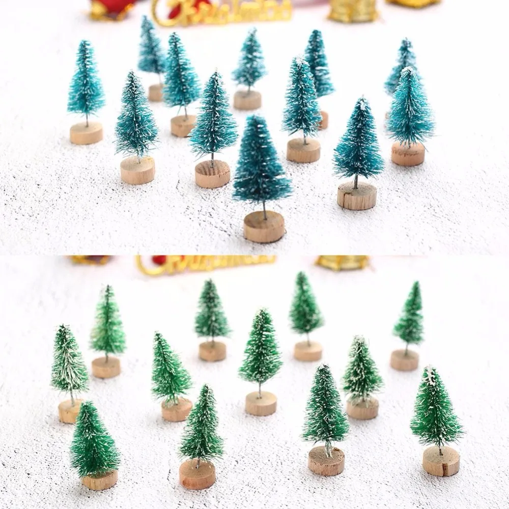 

10 Pcs/lot Cute Mini Sisal Fiber Christmas Tree Party DIY Craft Table Desktop Christmas Decorations Party Supplies Drop shipping