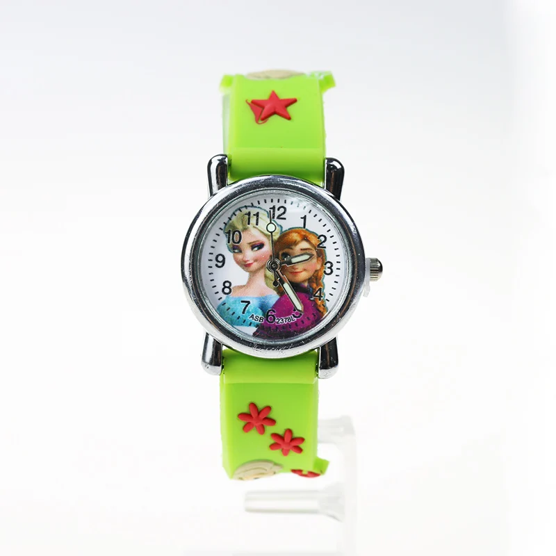 Детские часы принцессы Эльзы, электронный красочный светильник, детские часы для девочек на день рождения, подарок для детей, детские наручные часы - Цвет: XJ Green