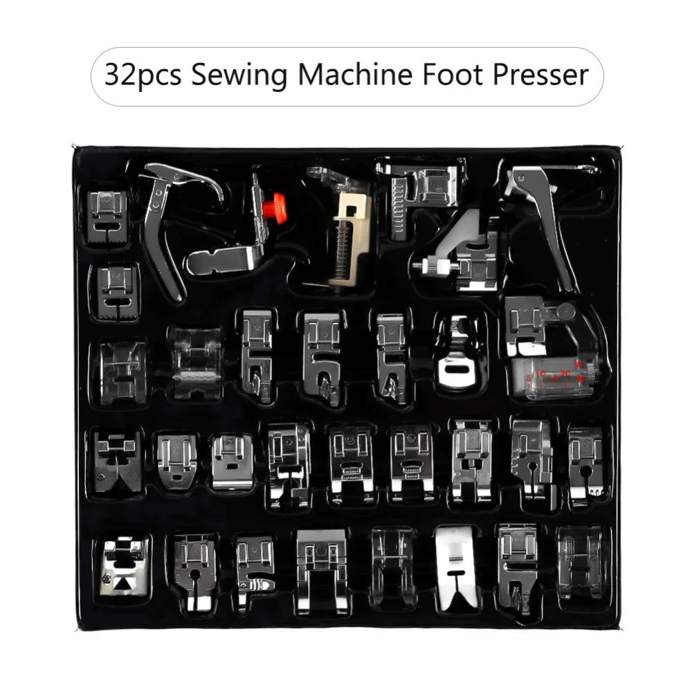 

32pcs Presser Foot Domestic Sewing Machine Accessories Presser Foot Feet Kit Set Hem Foot Spare Parts With Box Sewing Tools