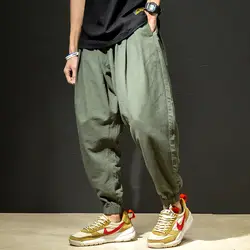 Китайский стиль мужские свободные Имитация льняные шаровары Хип-хоп толстые широкие брюки фонарь редис брюки