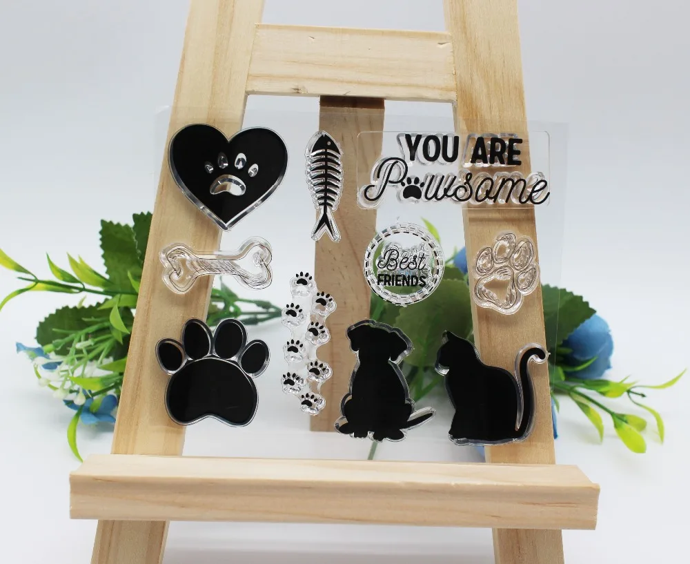 

Dog&Cat Clear Stamps Pet Transparent Stamp for Scrapbooking DIY Seal Photo Album Decorative Embossing Template Sheets